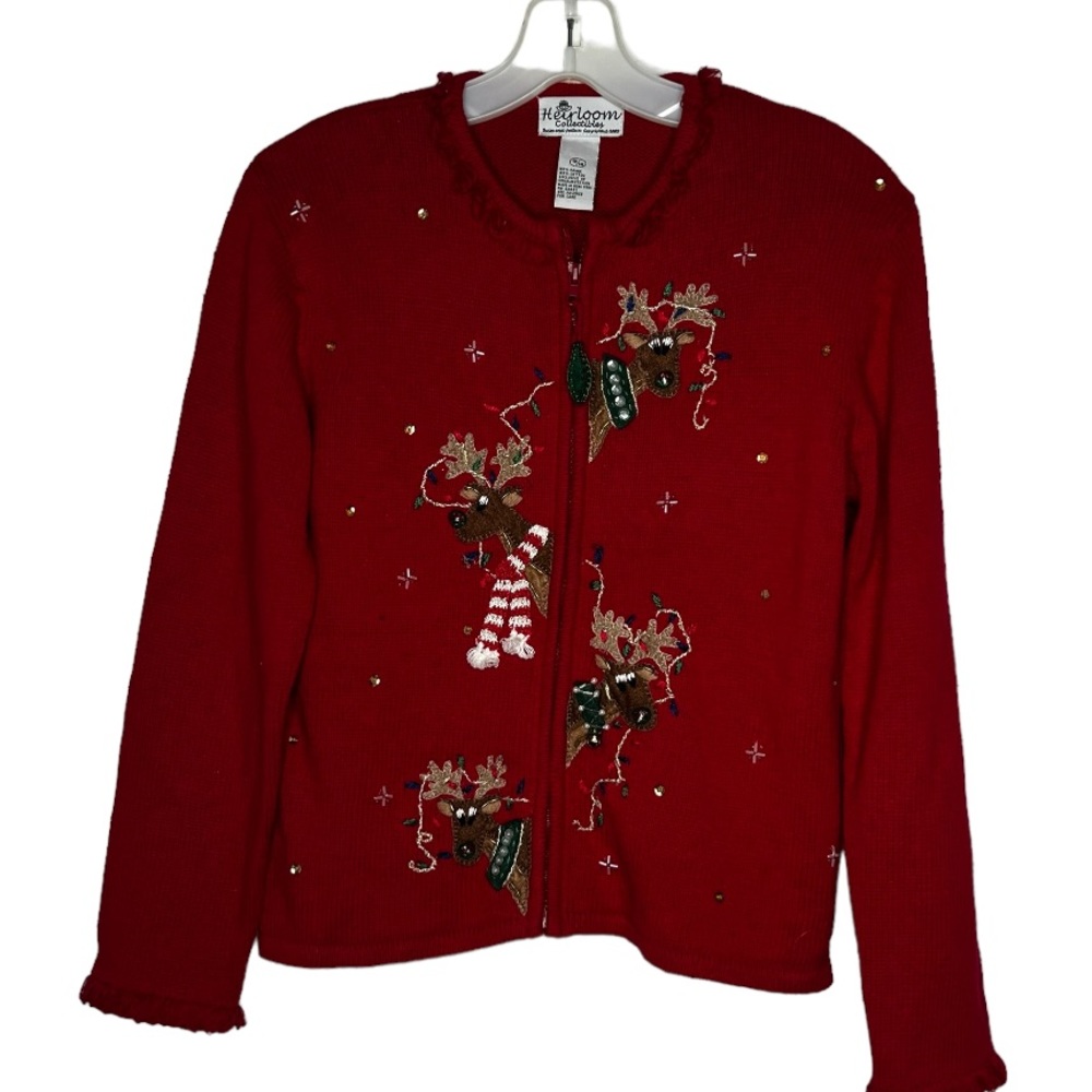 Vintage Heirloom Collectibles Christmas Cardigan Sweater